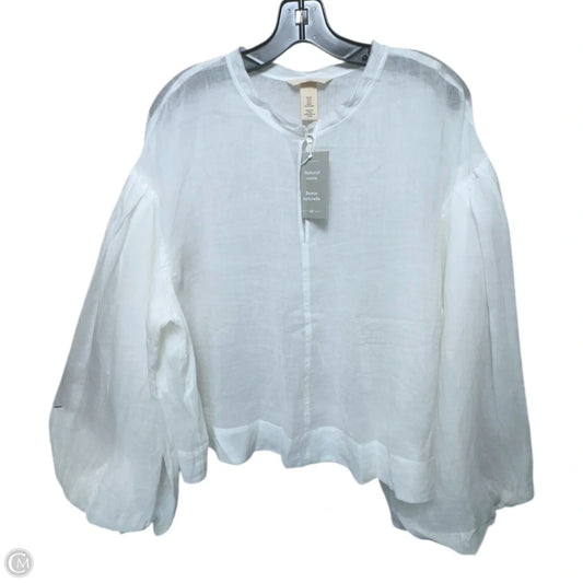 Top Long Sleeve By H&m In White, Size: M