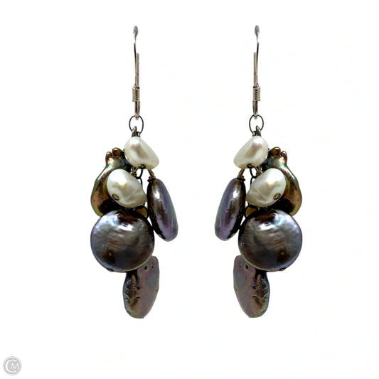 Sterling Silver Multi Pearl Cluster Dangle Earrings