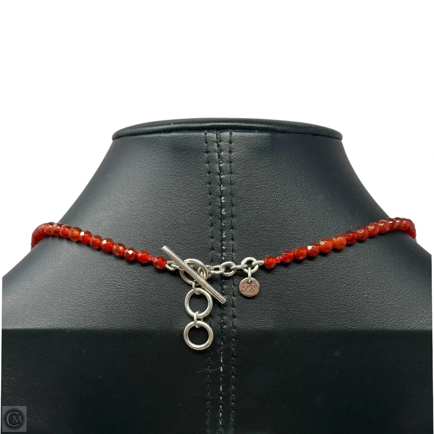 Sterling Silver & Carnelian Beaded Flower Pended Necklace