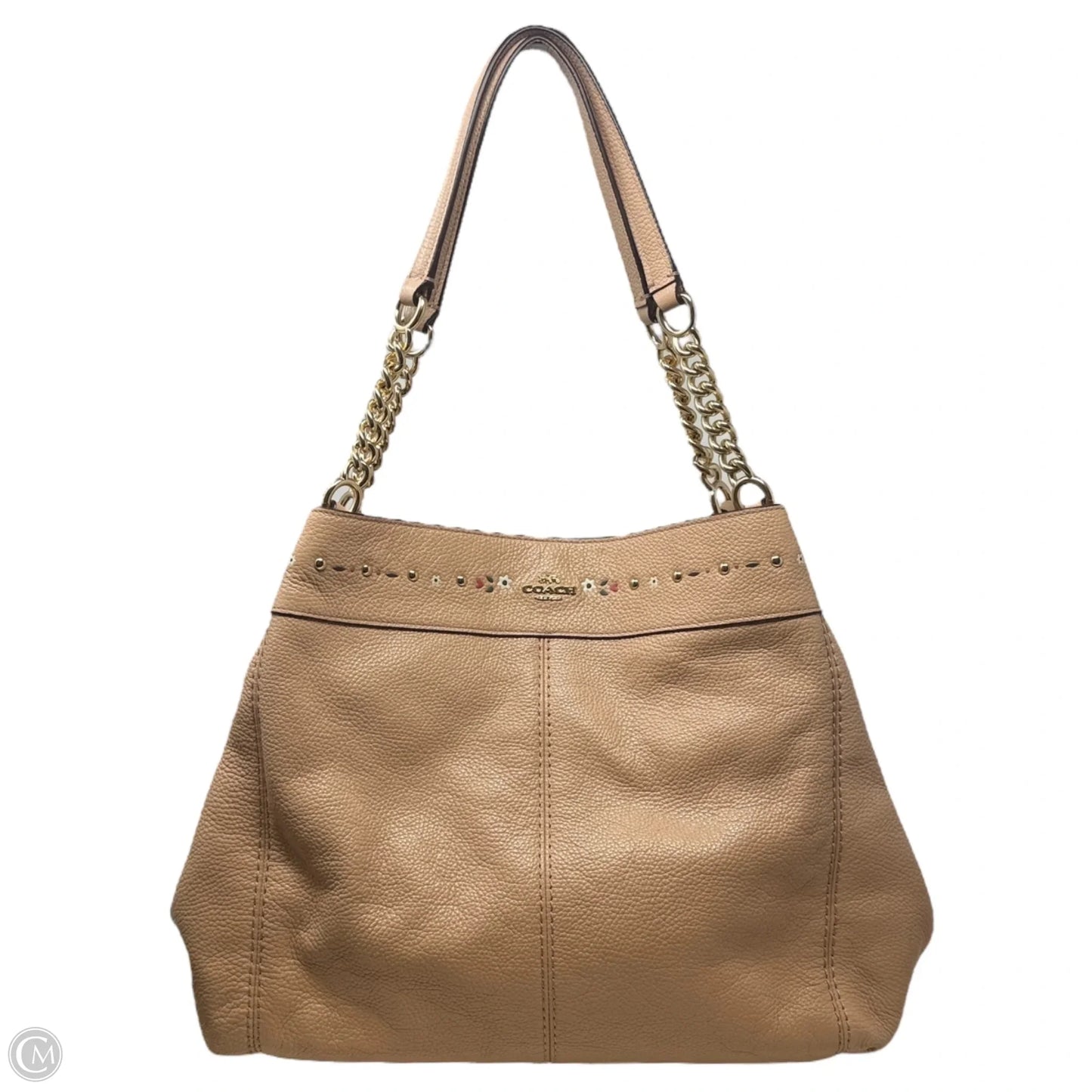 Lexy Chain Floral Leather Shoulder Bag Designer By Coach, Size: Medium