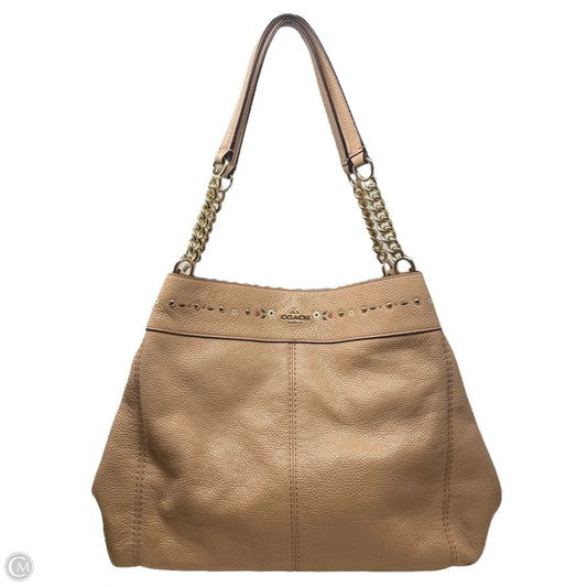 Lexy Chain Floral Leather Shoulder Bag Designer By Coach, Size: Medium