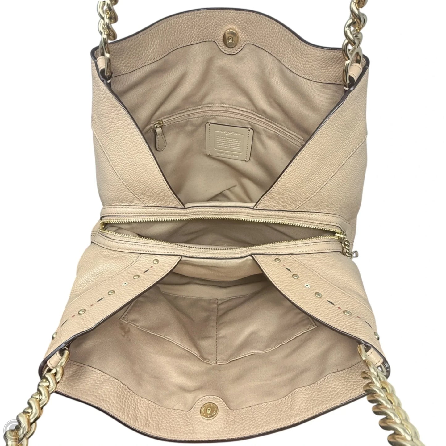 Lexy Chain Floral Leather Shoulder Bag Designer By Coach, Size: Medium