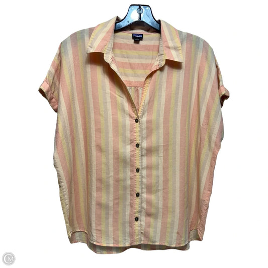 Top Short Sleeve By Patagonia In Striped Pattern, Size: M
