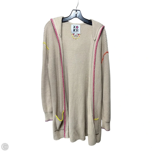 Embroidered Hoodie Sweater Cardigan By Kerri Rosenthal In Cream, Size: S