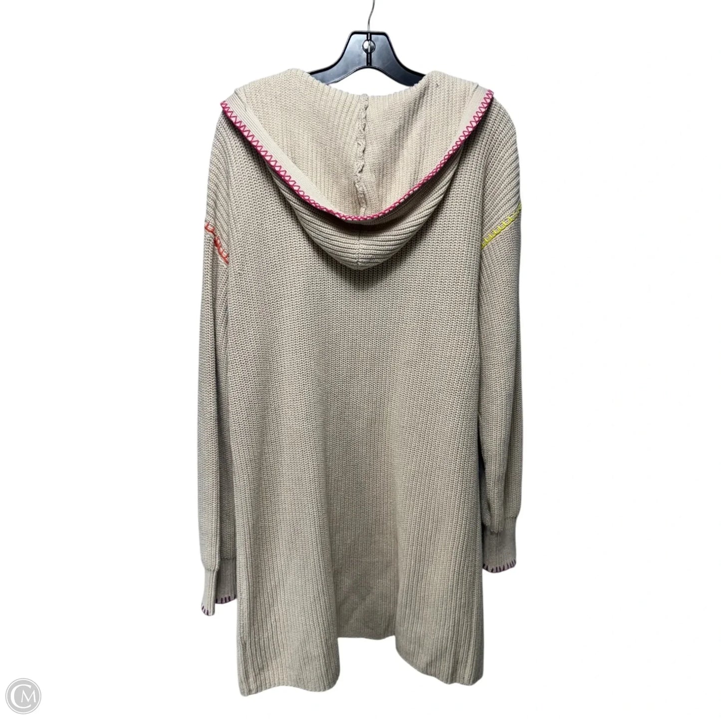 Embroidered Hoodie Sweater Cardigan By Kerri Rosenthal In Cream, Size: S