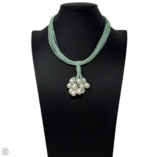 Freshwater Pearl Cluster & Leather Necklace By The Island Pearl