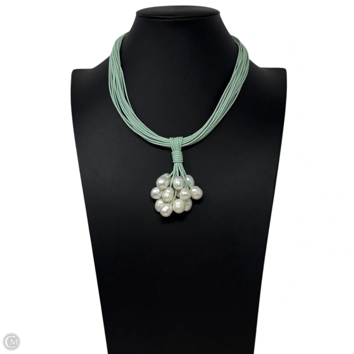 Freshwater Pearl Cluster & Leather Necklace By The Island Pearl
