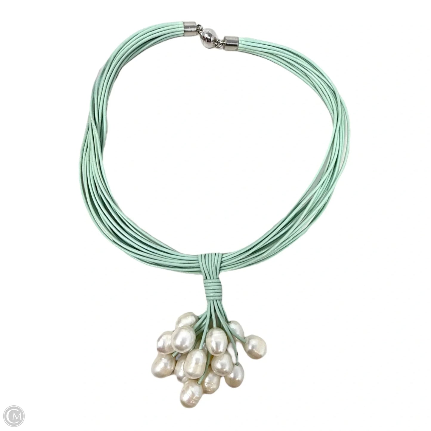 Freshwater Pearl Cluster & Leather Necklace By The Island Pearl