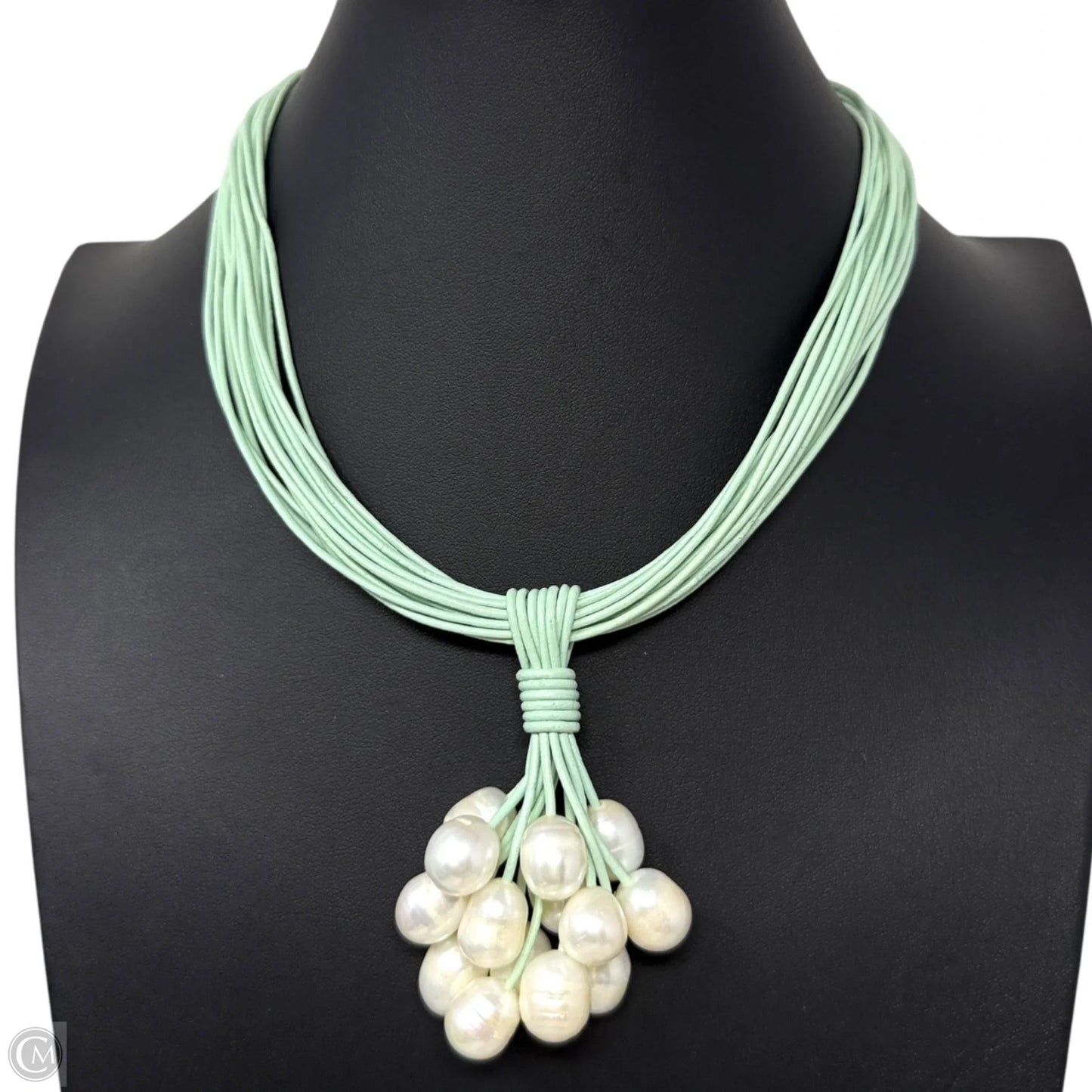 Freshwater Pearl Cluster & Leather Necklace By The Island Pearl