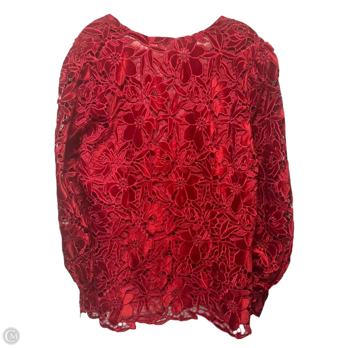 Velvet Eyelet Jacket By Boston Proper In Red, Size: Xl