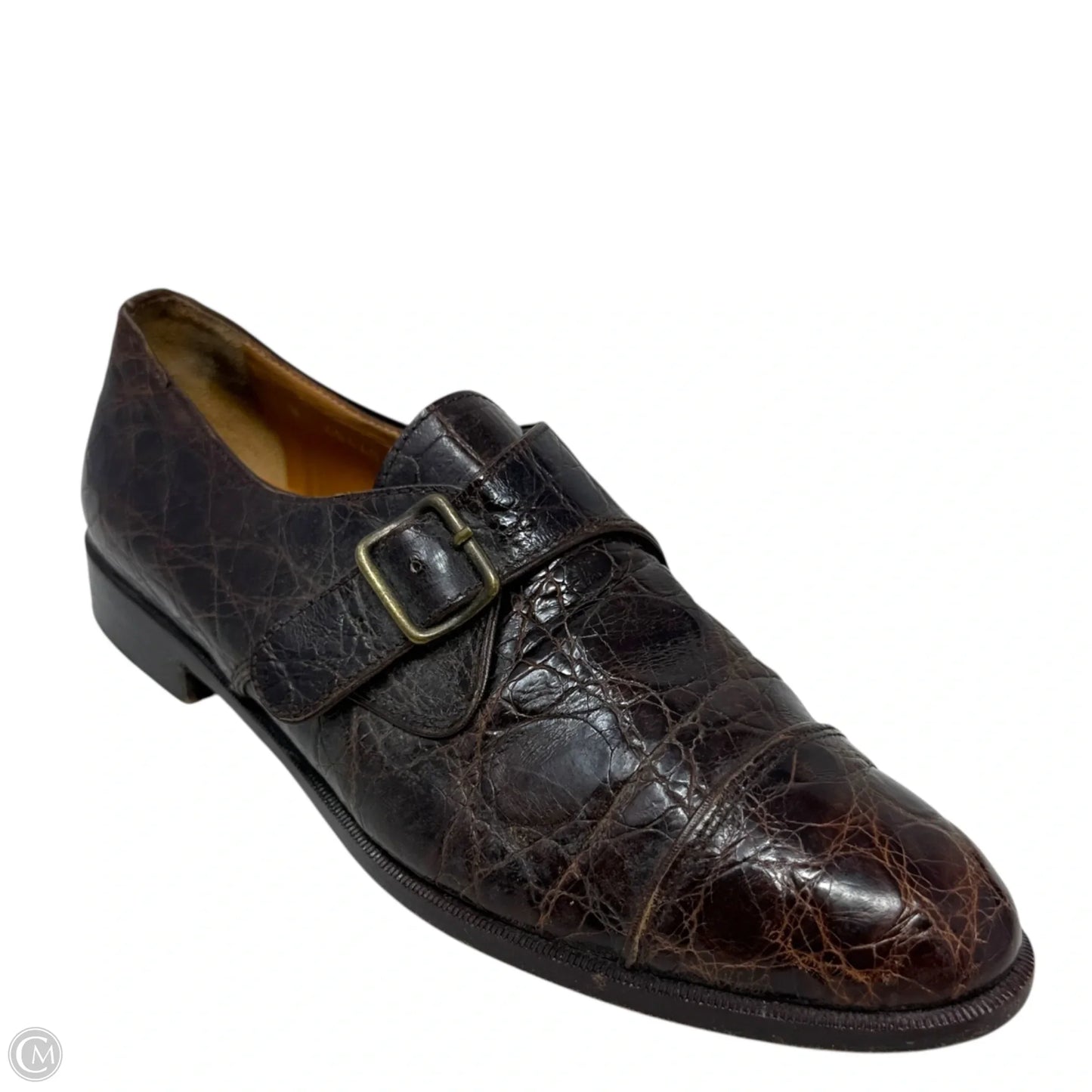 Vintage Alligator Monk-Strap Oxfords By Polo Ralph Lauren In Brown, Size: 8