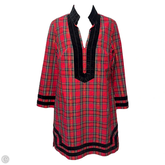 Velvet Tartan Tunic Dress By Sail To Sable In Plaid Pattern, Size: S