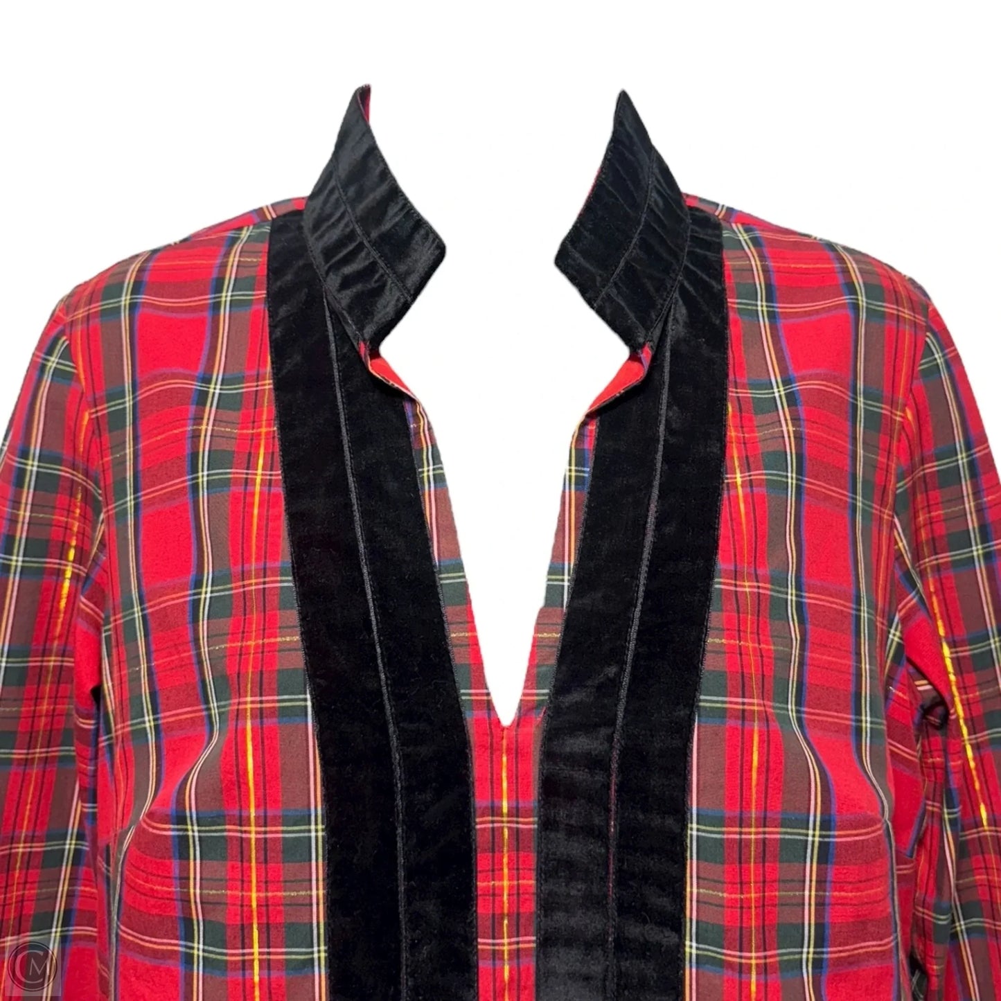 Velvet Tartan Tunic Dress By Sail To Sable In Plaid Pattern, Size: S