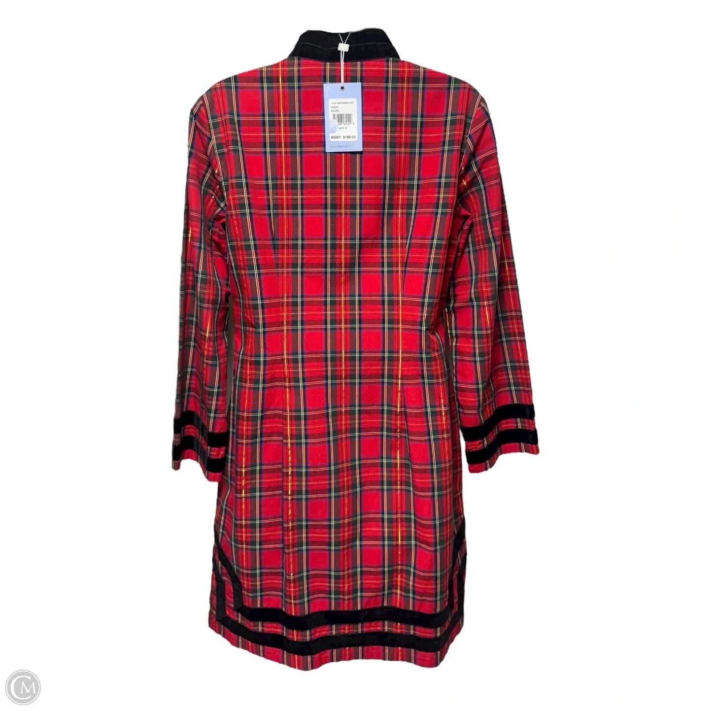 Velvet Tartan Tunic Dress By Sail To Sable In Plaid Pattern, Size: S