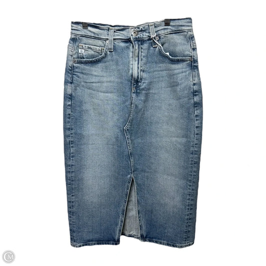 Skirt Midi By Adriano Goldschmied In Blue Denim, Size: 0/25