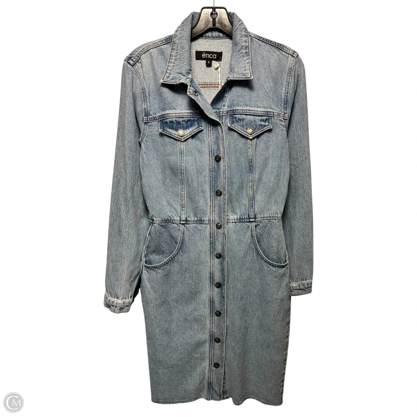 Jordyn Button-Down Long-Sleeve Denim Dress By Etica In Blue Denim, Size: S