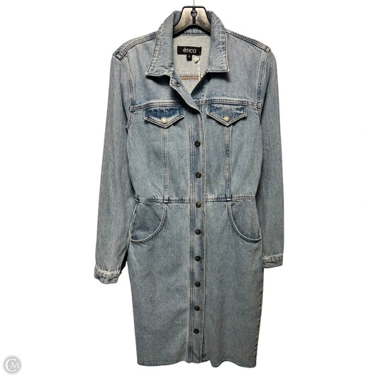 Jordyn Button-Down Long-Sleeve Denim Dress By Etica In Blue Denim, Size: S