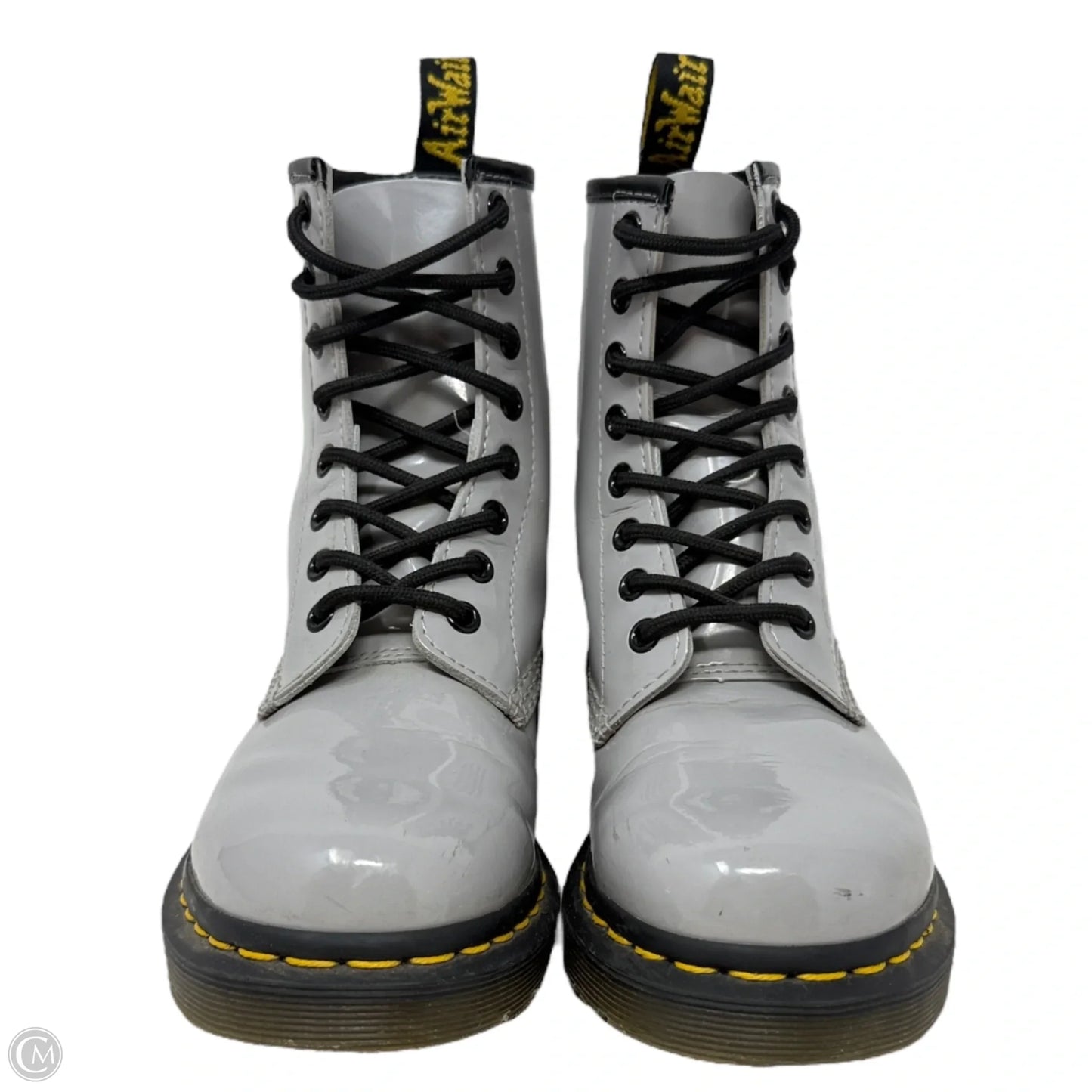 1460 Patent Lamper Boots By Dr Martens In Grey, Size: 6