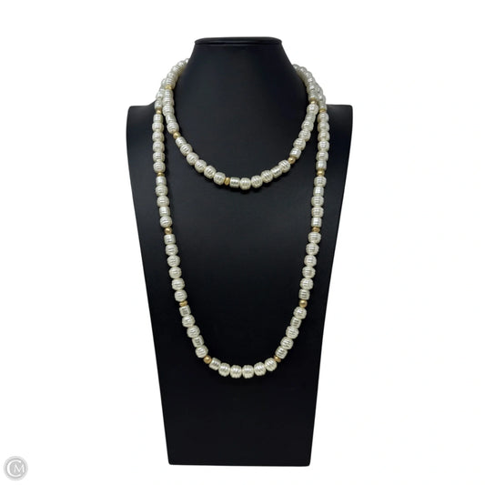 Faux Pearl & Gold Tone Beaded Long Necklace Other By Chicos