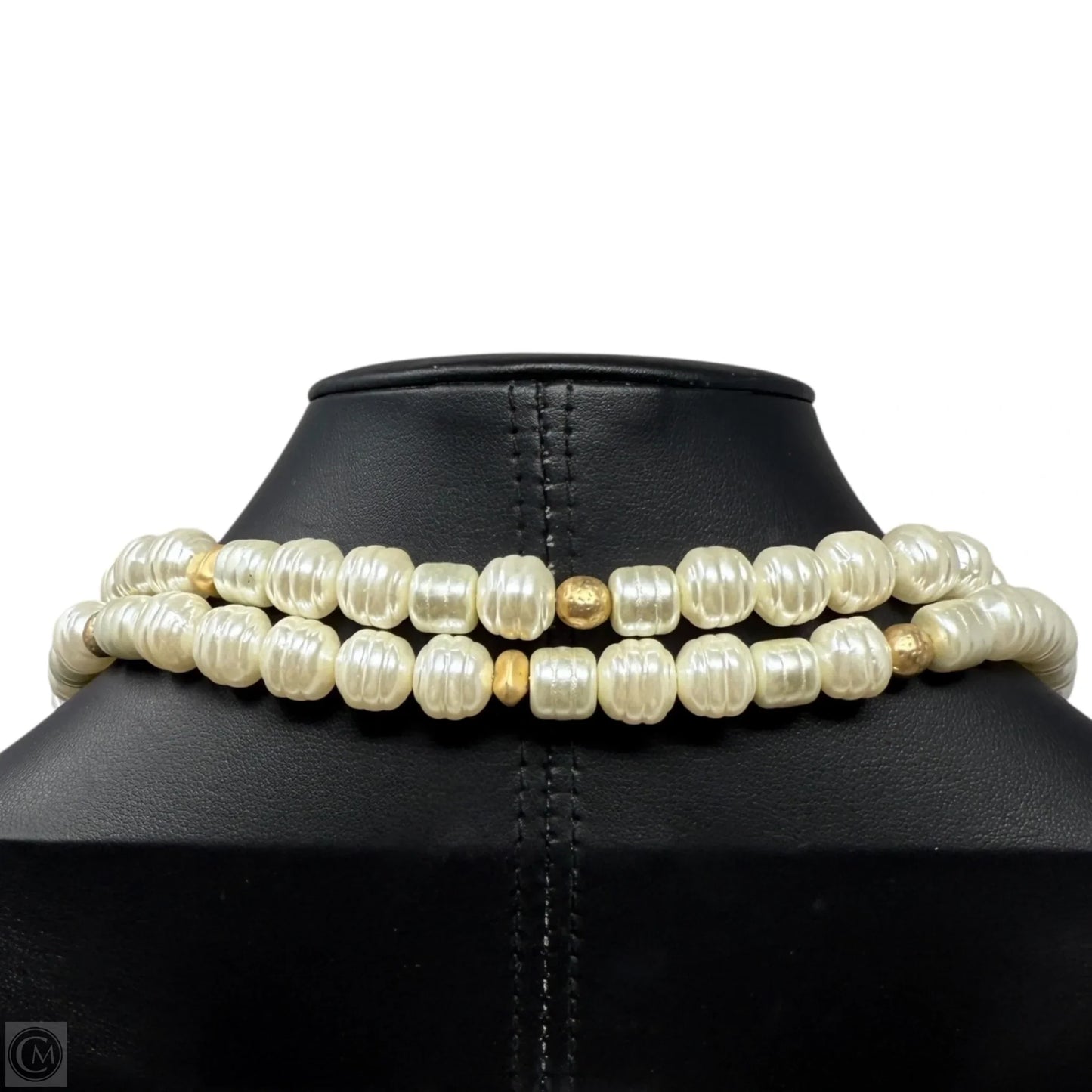 Faux Pearl & Gold Tone Beaded Long Necklace Other By Chicos