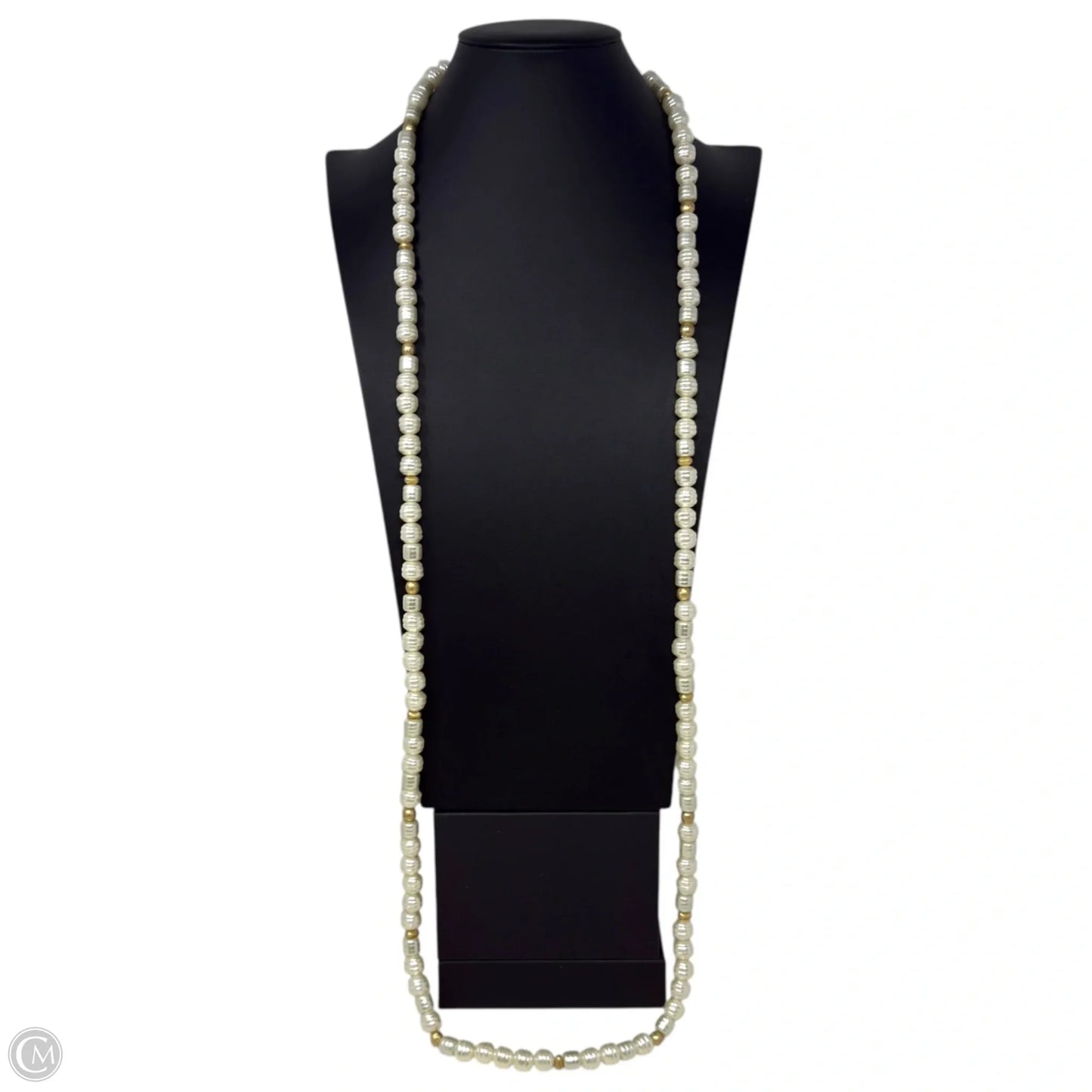 Faux Pearl & Gold Tone Beaded Long Necklace Other By Chicos