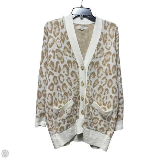 Sweater Cardigan By Loft In Animal Print, Size: M
