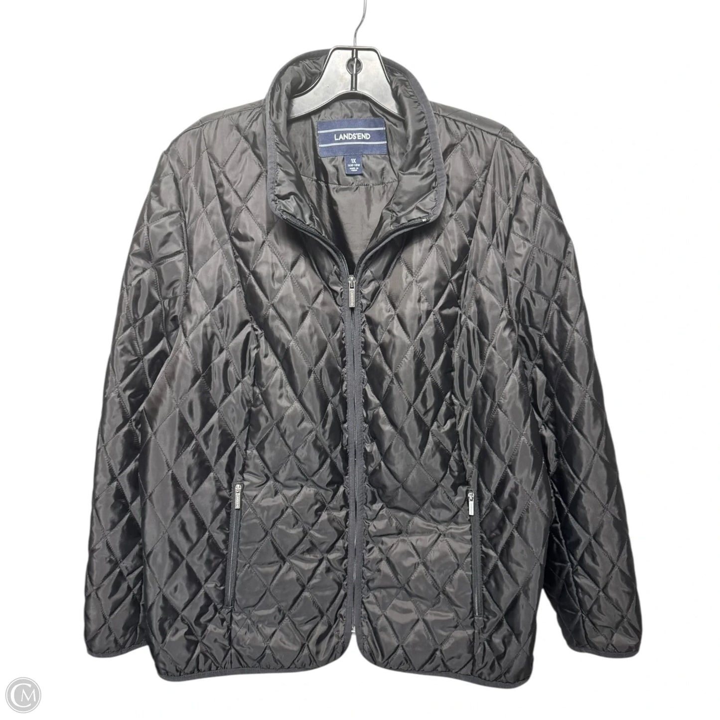 Jacket Puffer & Quilted By Lands End In Black, Size: 1x