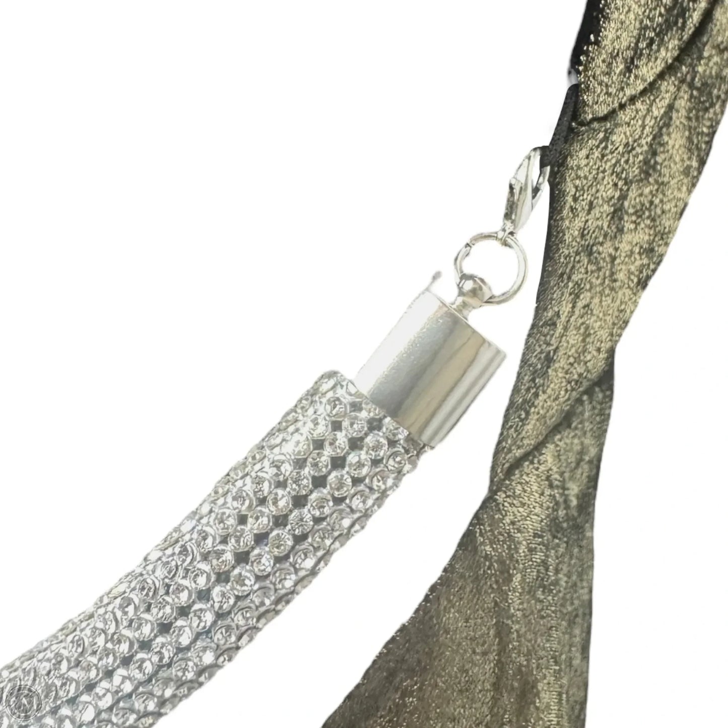 Metallic Halter Column Gown with Crystal Trim Back By Badgley Mischka In Gold Dark Gray, Size: 0