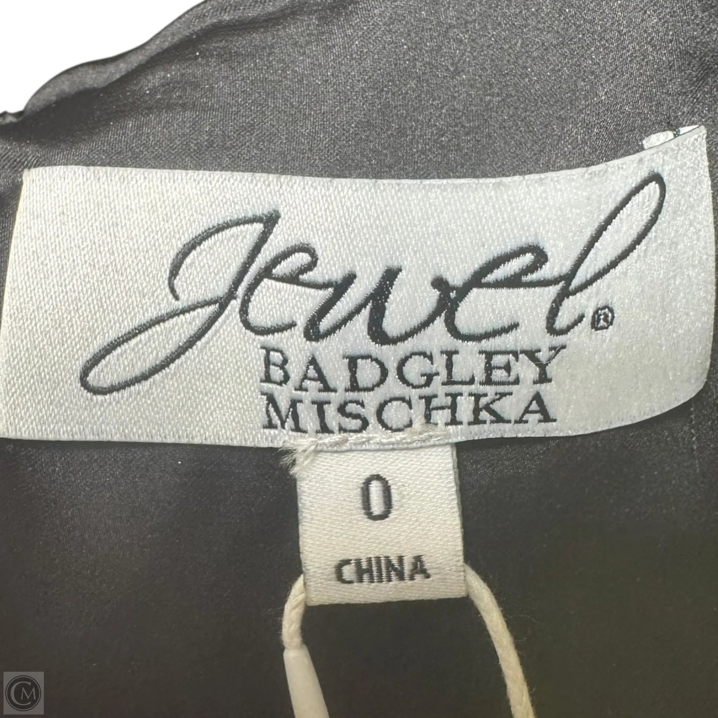 Metallic Halter Column Gown with Crystal Trim Back By Badgley Mischka In Gold Dark Gray, Size: 0