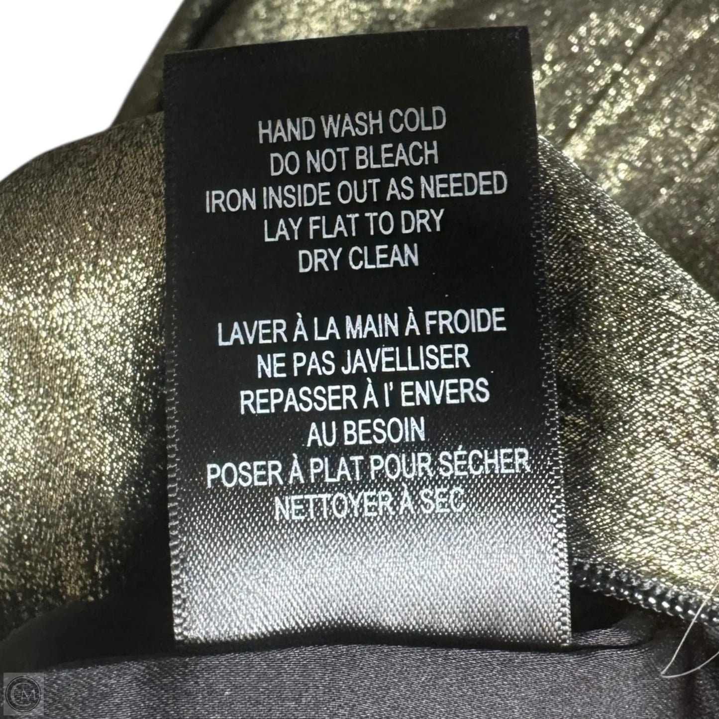 Metallic Halter Column Gown with Crystal Trim Back By Badgley Mischka In Gold Dark Gray, Size: 0