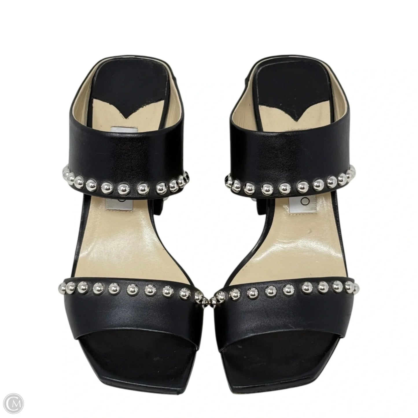 Matty Silver Studded Black Leather Mules Luxury Designer By Jimmy Choo In Black, Size: US 8/IT 38