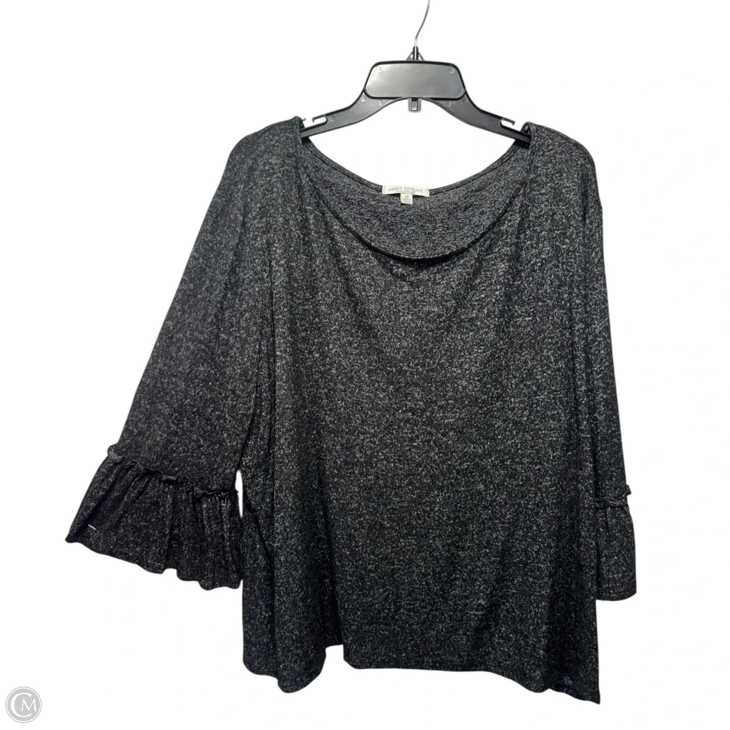 Top Long Sleeve By Green Envelope In Black & Grey, Size: 3x