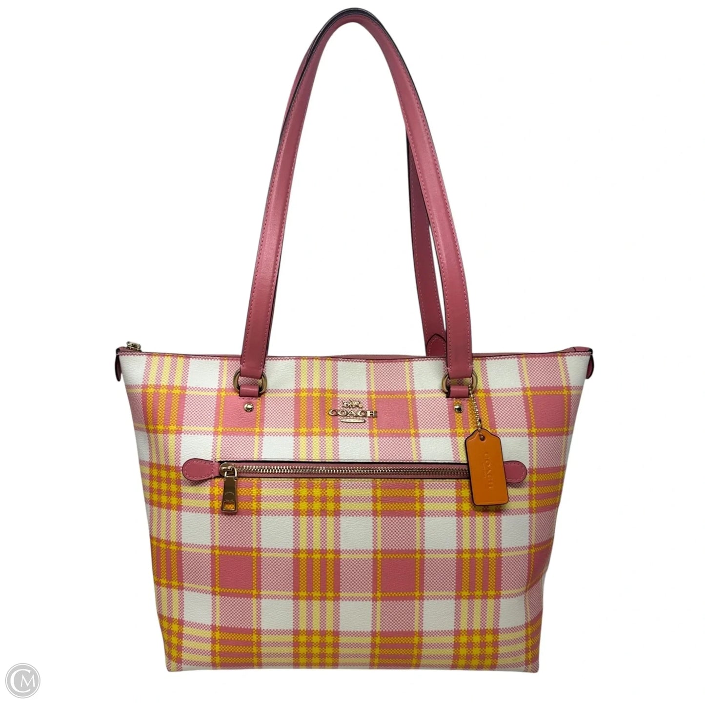 Gallery Plaid Tote Designer By Coach, Size: Large