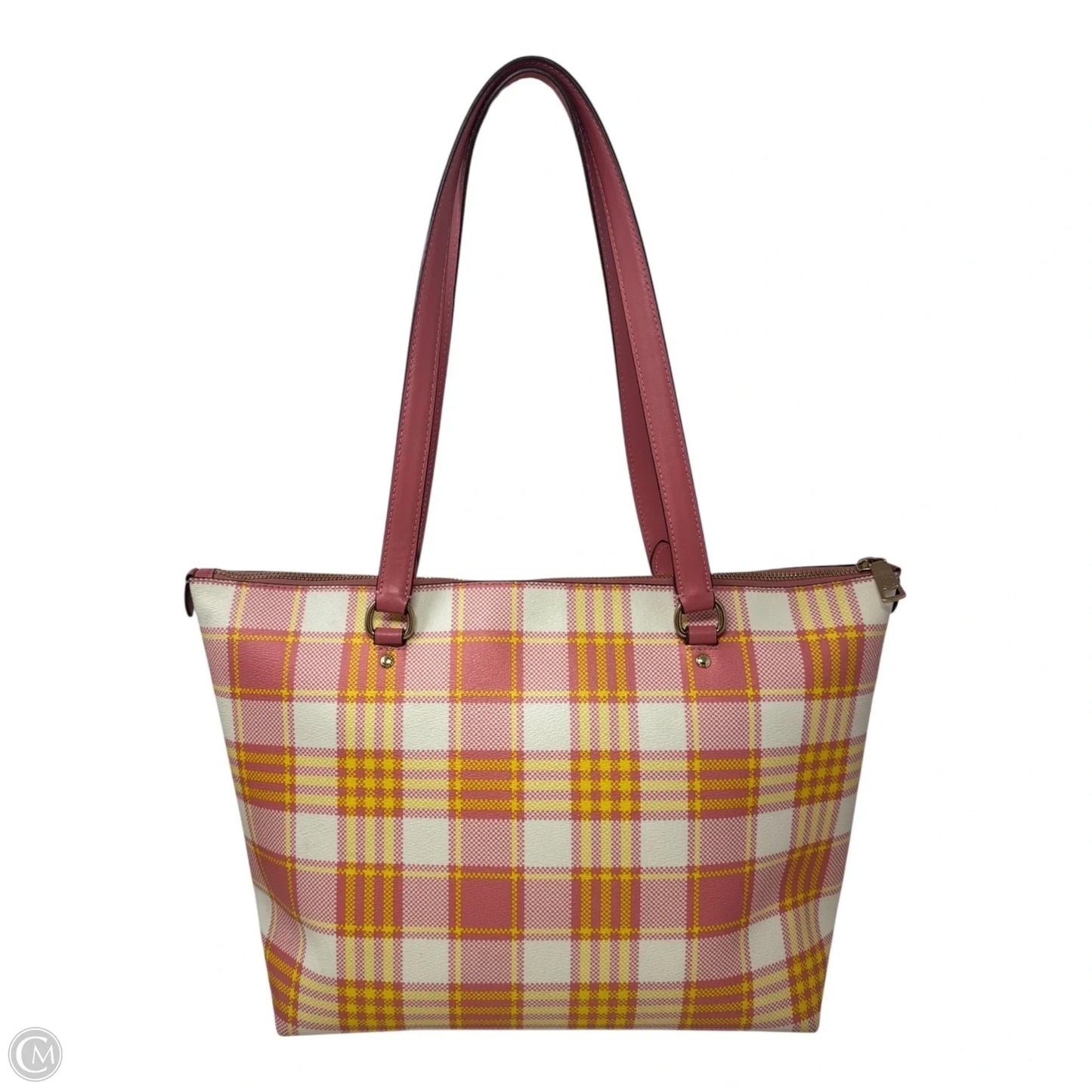 Gallery Plaid Tote Designer By Coach, Size: Large