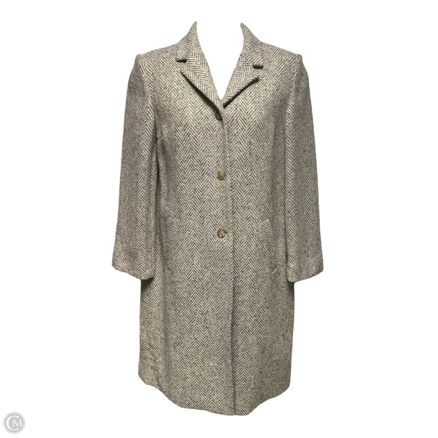 Wool Blend Coat By Marvin Richards In Cream & Tan, Size: 12
