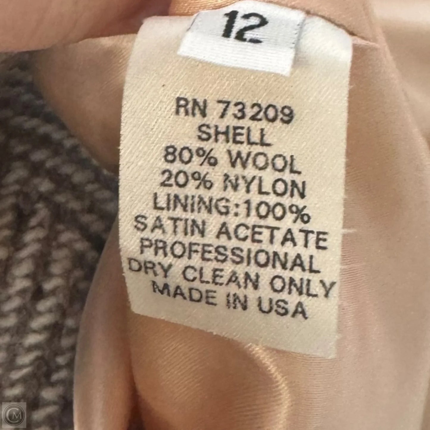 Wool Blend Coat By Marvin Richards In Cream & Tan, Size: 12
