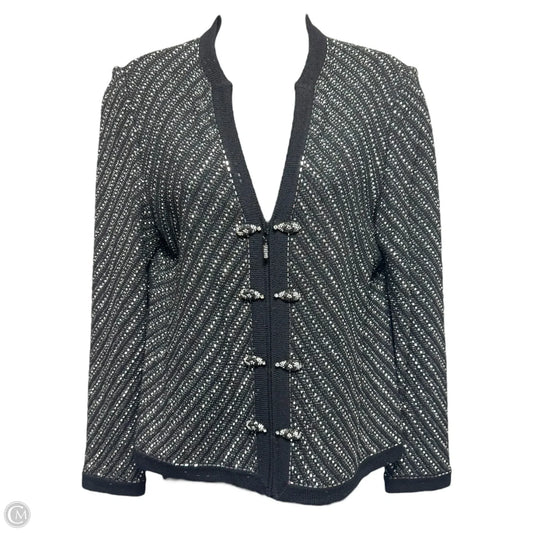 Jacket Luxury Designer By St John Collection In Black & Silver, Size: 6