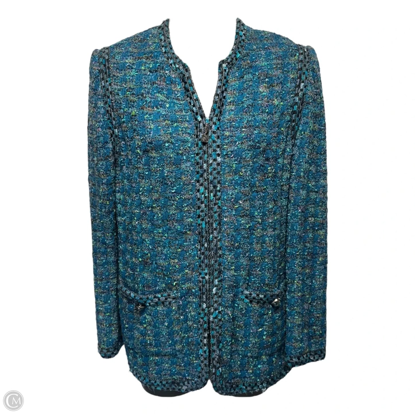 Jacket Luxury Designer By St John Collection In Blue, Size: 8
