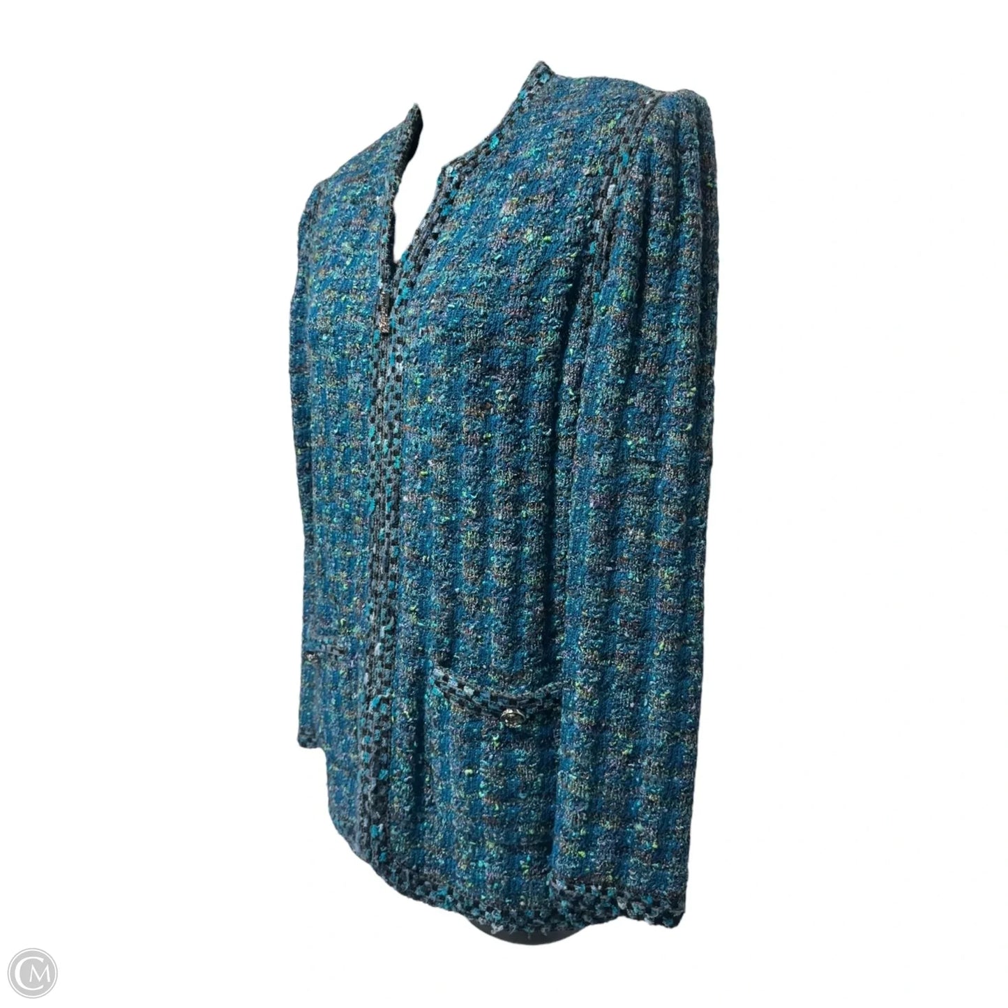 Jacket Luxury Designer By St John Collection In Blue, Size: 8