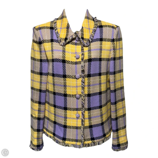 Jacket Luxury Designer By St John Collection In Plaid Pattern, Size: M Estimated