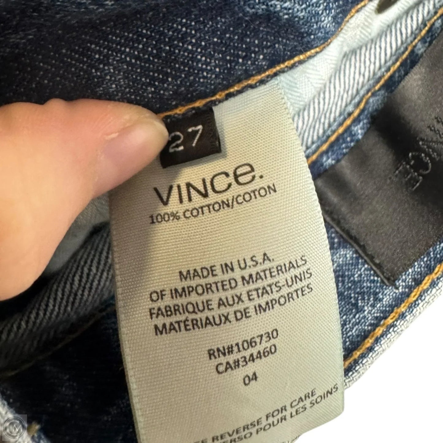 Jeans Skinny By Vince In Blue Denim, Size: 4