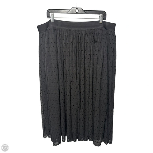 Flocked Polka Dot Skirt Midi By Torrid In Black, Size: 3x