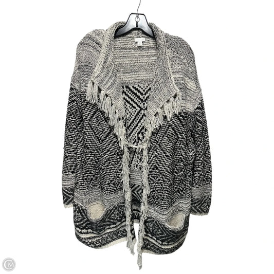 Willow Fair Isle Fringe Cardigan Sweater By J. Jill In Black & Cream, Size: 1X