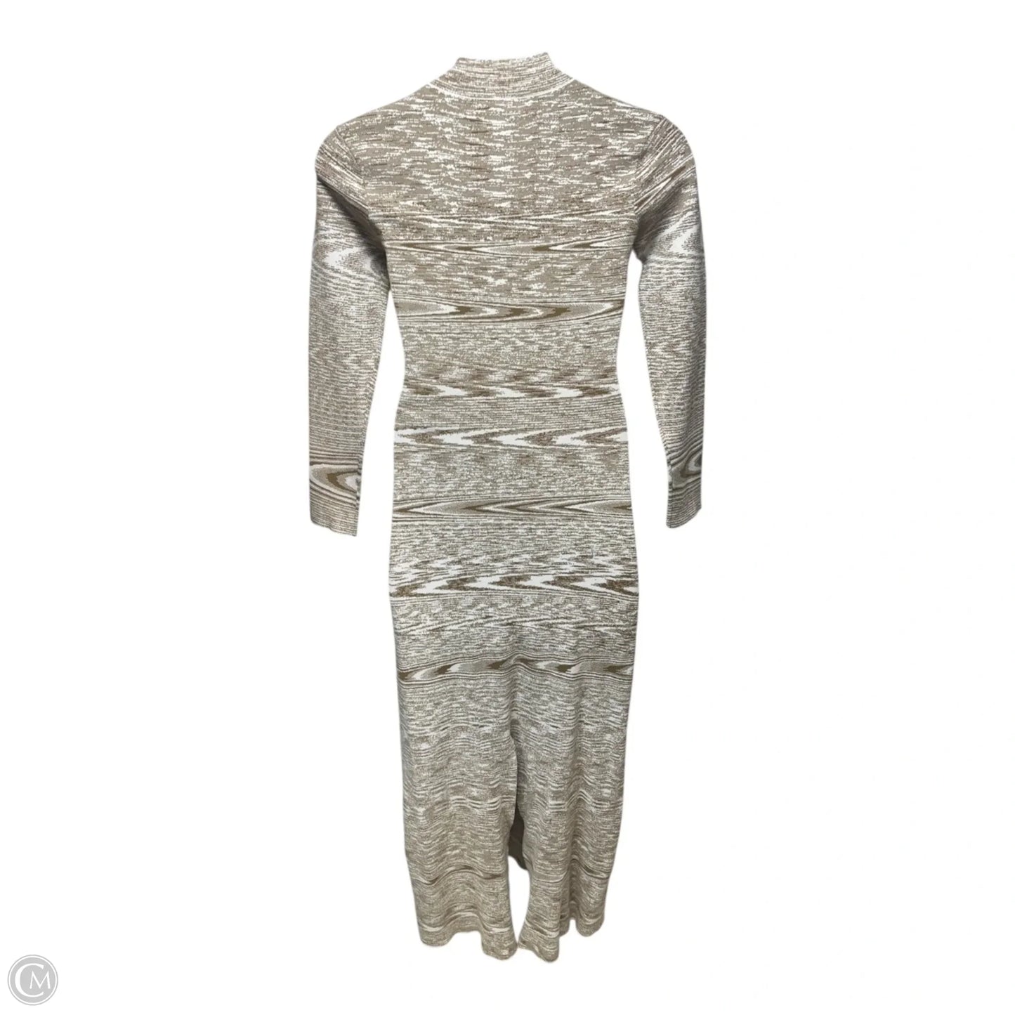 Knit Mock Neck Dress Sweater By Rosetta Getty Collective In Tan & White, Size: M