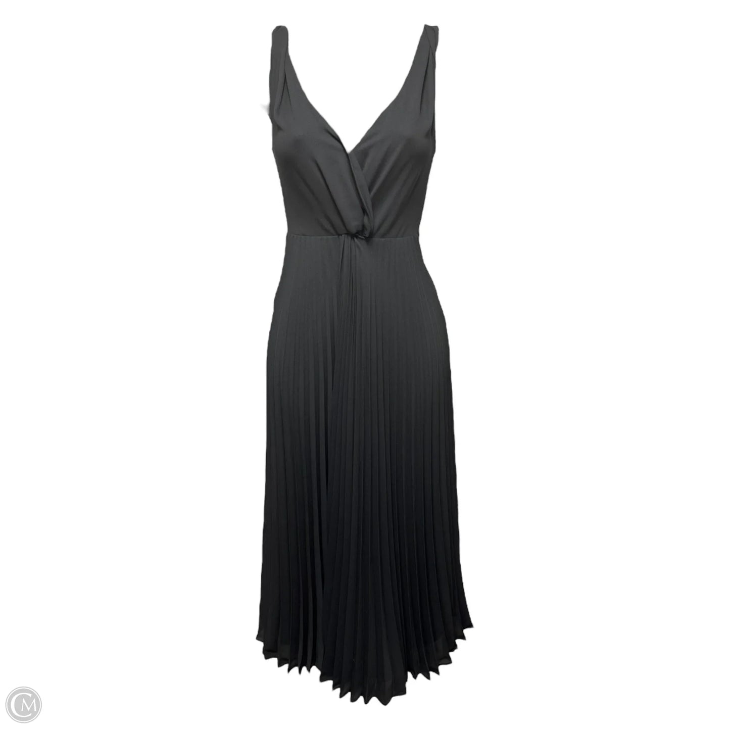 Pleated Twist-Front Sleeveless Midi Dress By Vince In Black, Size: 0