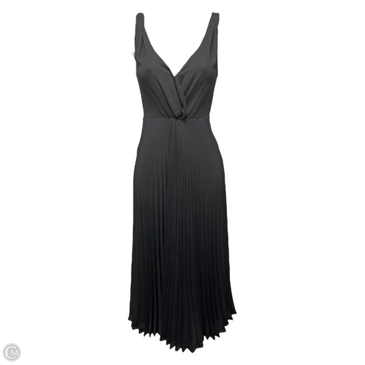 Pleated Twist-Front Sleeveless Midi Dress By Vince In Black, Size: 0