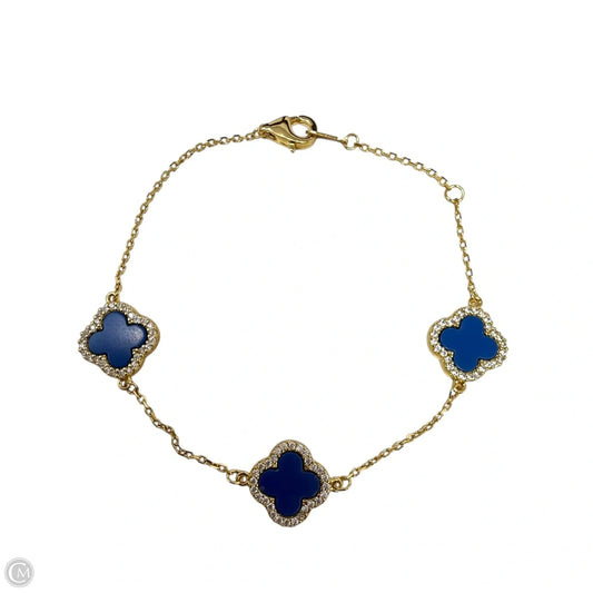 3 Pavé Clover Gold Over Sterling Silver Bracelet