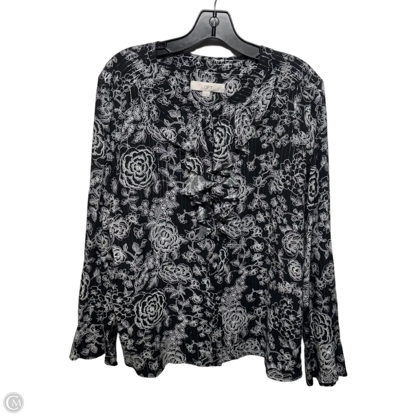 Top Long Sleeve By Loft In Black & White, Size: Xl