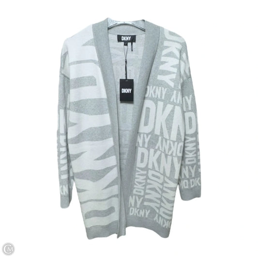 Sweater Cardigan By Dkny In Grey & White, Size: Xs