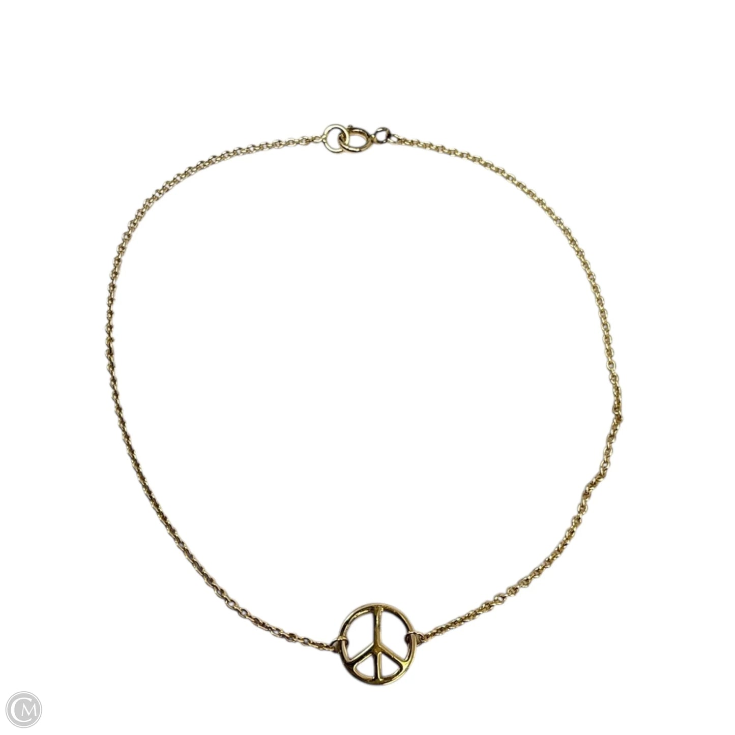 Gold Over Sterling Silver Peace Symbol Charm Pendant Anklet